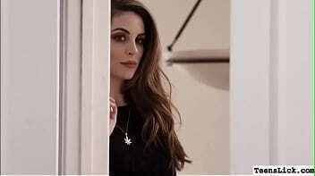 Horny milf licks busty babysitter