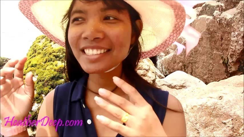 Heather Deep publicly fucked and goes cumdiving deepthroat and gets a creamthroat outdoors