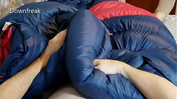 Long Version 28min. Humping Favourite Down sleeingbag. Down Jacket Fetish