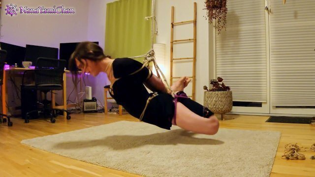 Trailer: Swedish Girl hogtied suspended vibrated orgasm! Real couple real BDSM session