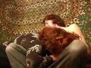 Old grandma and grandson of Russian