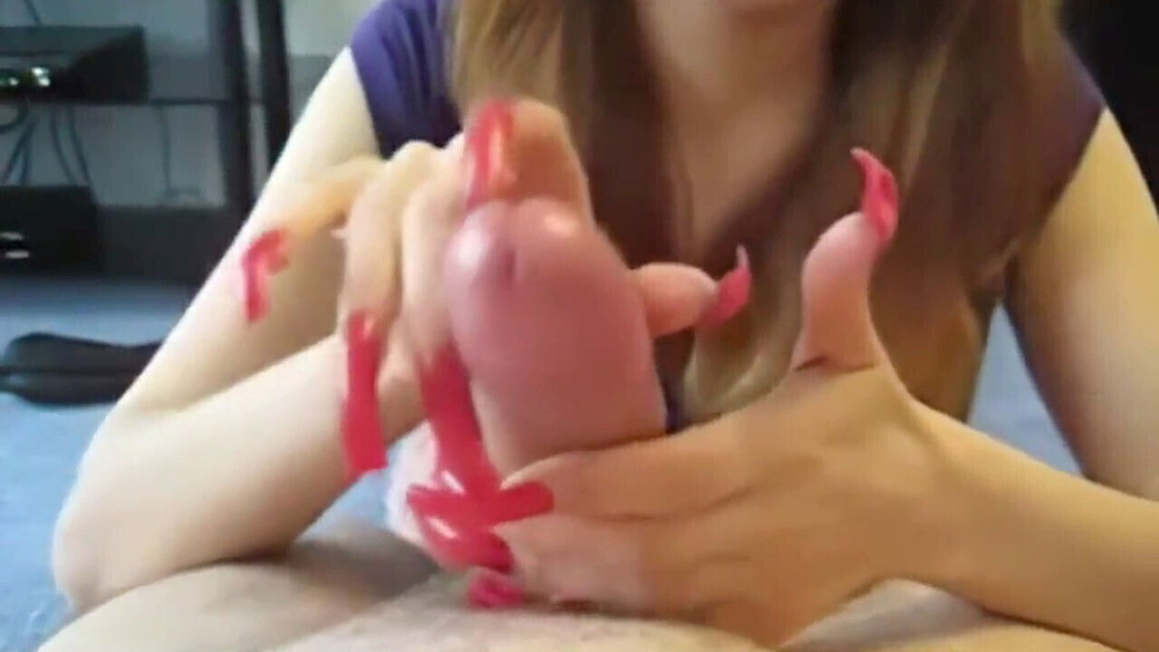 Hand-job, long nails handjob, long nails