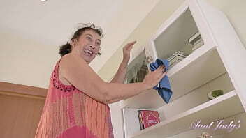 AuntJudys Cleaning with 58yo Busty Amateur GILF Esmerelda