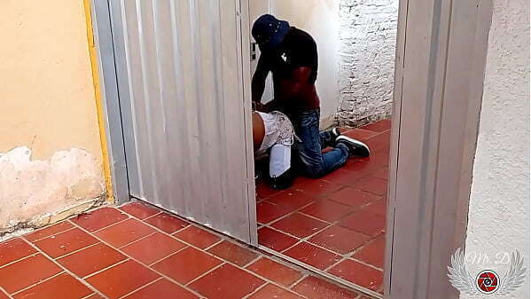 Caught black stranger while masturbate with dildo garage near street, discovers give blowjob then fucks bareback until cums buttocks