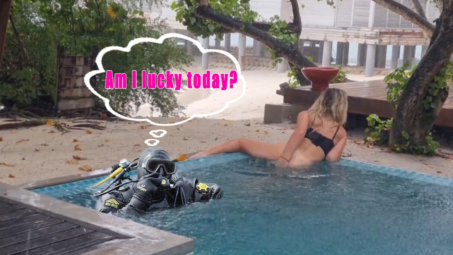 Masturbation rain public pool Horny