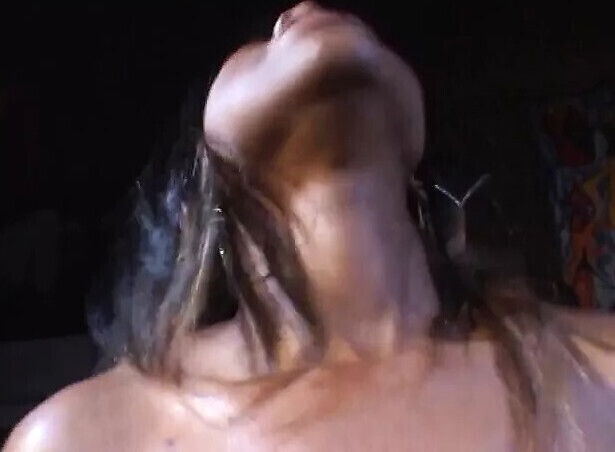 Petite black bitch gets holes stretched huge dick