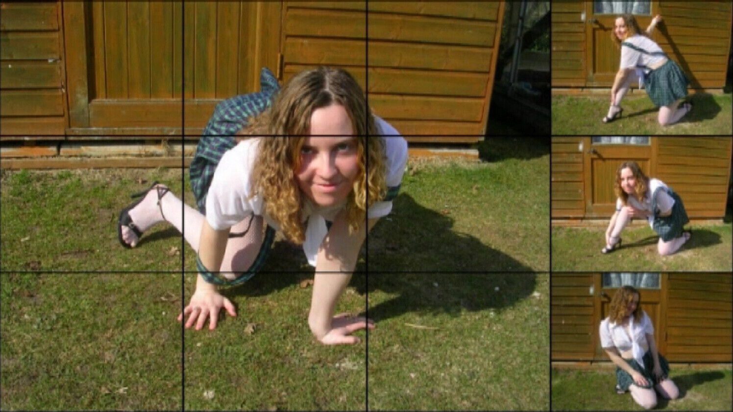 Haley School Uniform Fishnet Pantyhose Outdoors