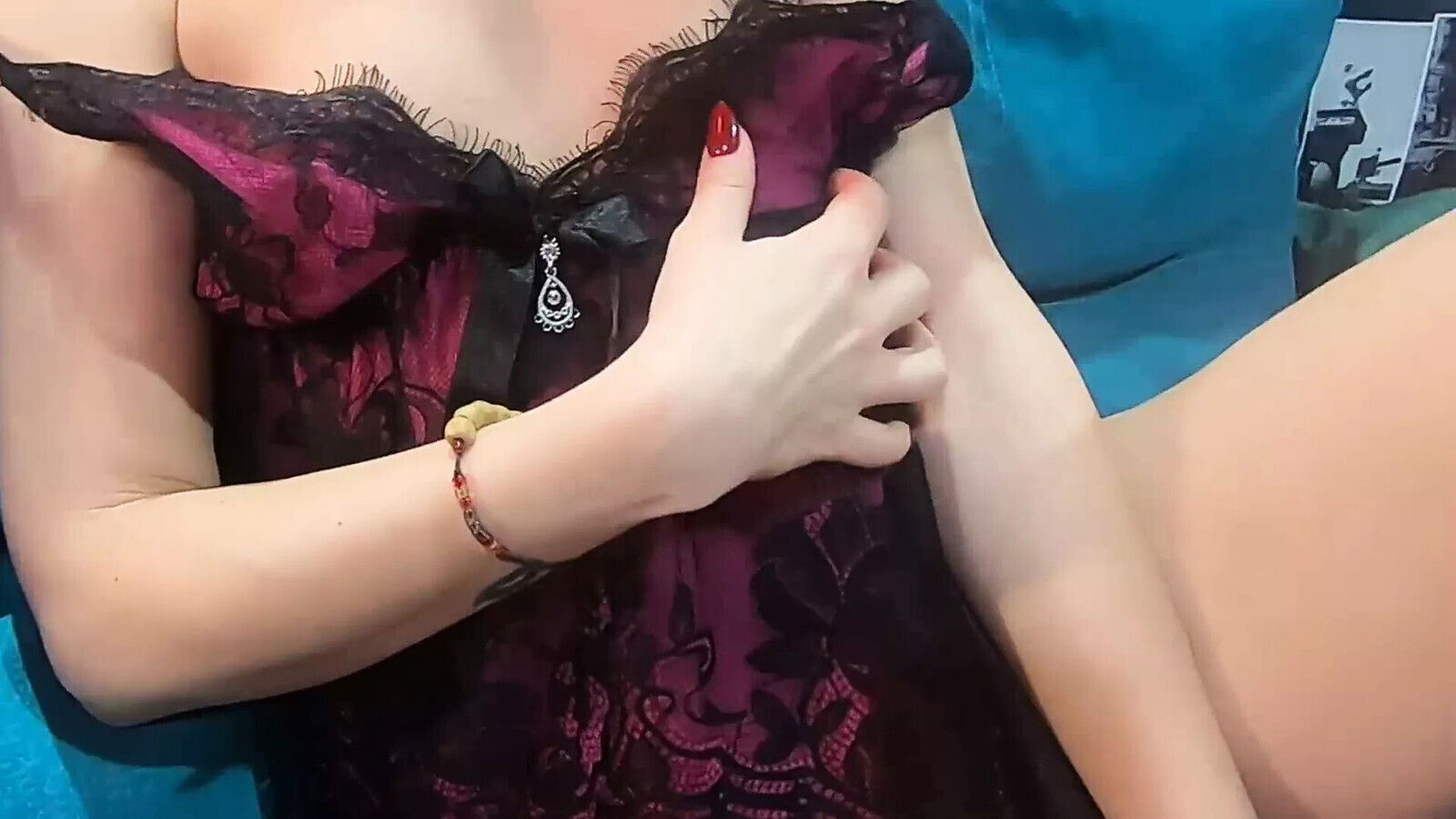 Touching petite boobs pussy with panties