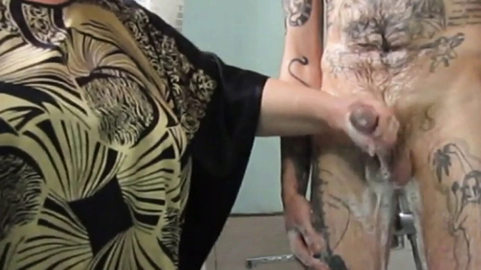 washes dick jerks bathroom