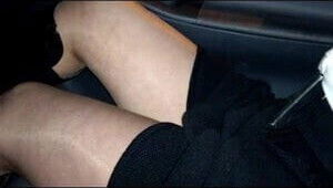 Spreading Legs Inside the car 1 (HD)