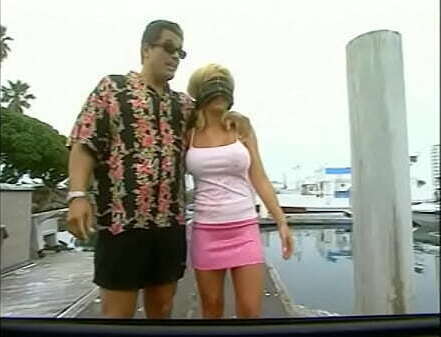 Lustful blonde fucks with excited yacht dog'_s pose deeply swallows penis filling mouth with sperm