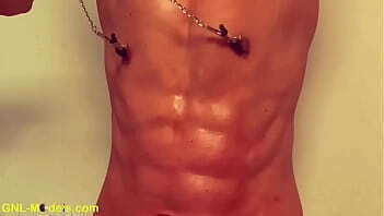 Horny Chinese guy nipple play edging hot body