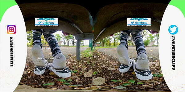 [VR180 Girl with sweaty adidas sneakers totally dirty stinky socks smelly feet lick shoes