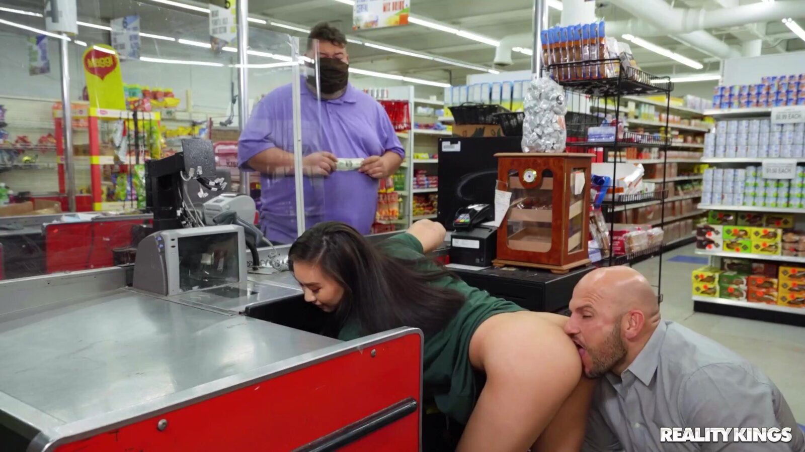 Grocery store cashier gets fucked workplace