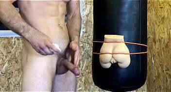 Russian BOXER got excited in training and FUCKED his boxing dummy / A powerful orgasm and a sea of sperm!!