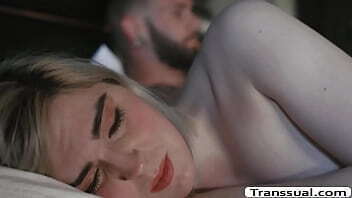 Trans blonde gets ass banged by big cock