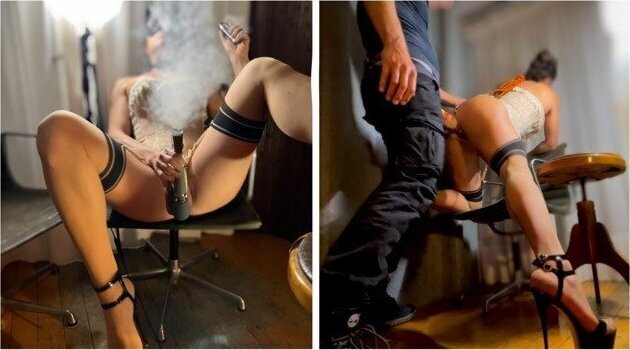 Dressed corset fishnets, heels, fucked alien while have hook