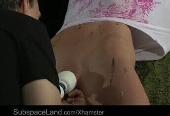 Nataly bound in the forest at night and fucked