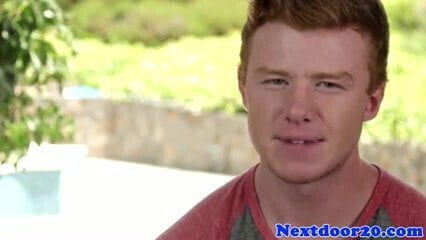 Muscular redhead hunk jerking