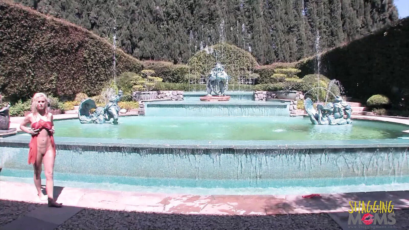 Huge blonde loses mind over pool, pays price