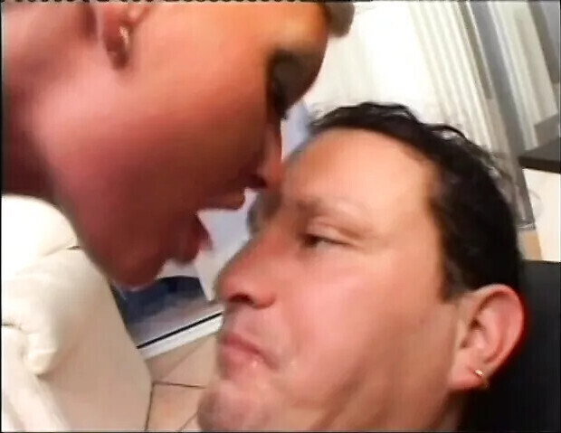 Threesome with long haired blond taking from studs