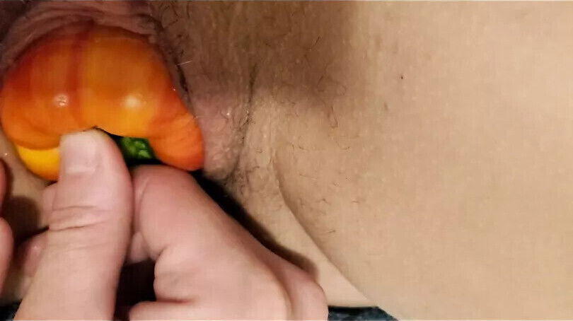 Fisting double penetration with cucumber