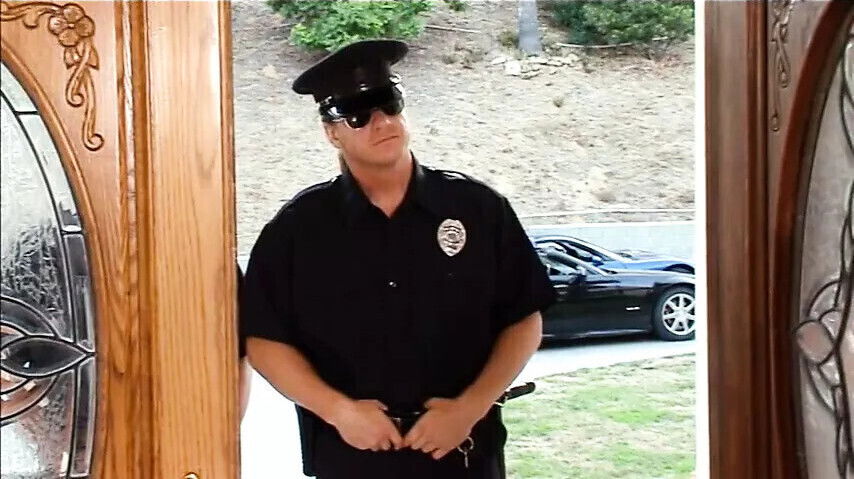 Submissive blonde made suck man's dick outside room