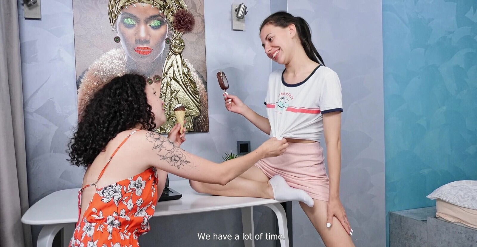 Food fetish video with lesbian couple Curly Dayana Kamil