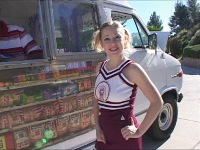 Sweet blonde cheerleader riding stranger's dick Cindi