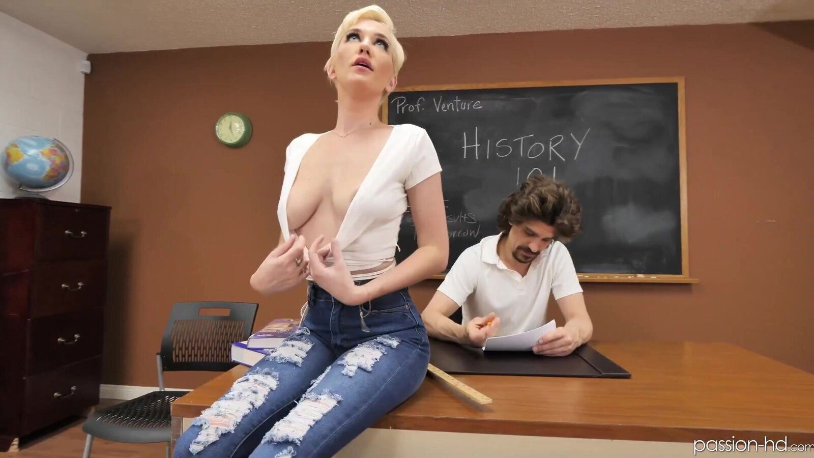Kinky Skye Blue pleasuring horny classroom
