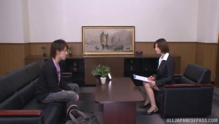 Japanese office lady Akari Asahina spreads legs tease