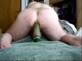 cucumber up my ass making me cum
