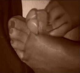 Lewd chubby treats my cock with footjob in tight pantyhose