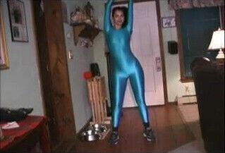 Brunette Spandex Bodysuit