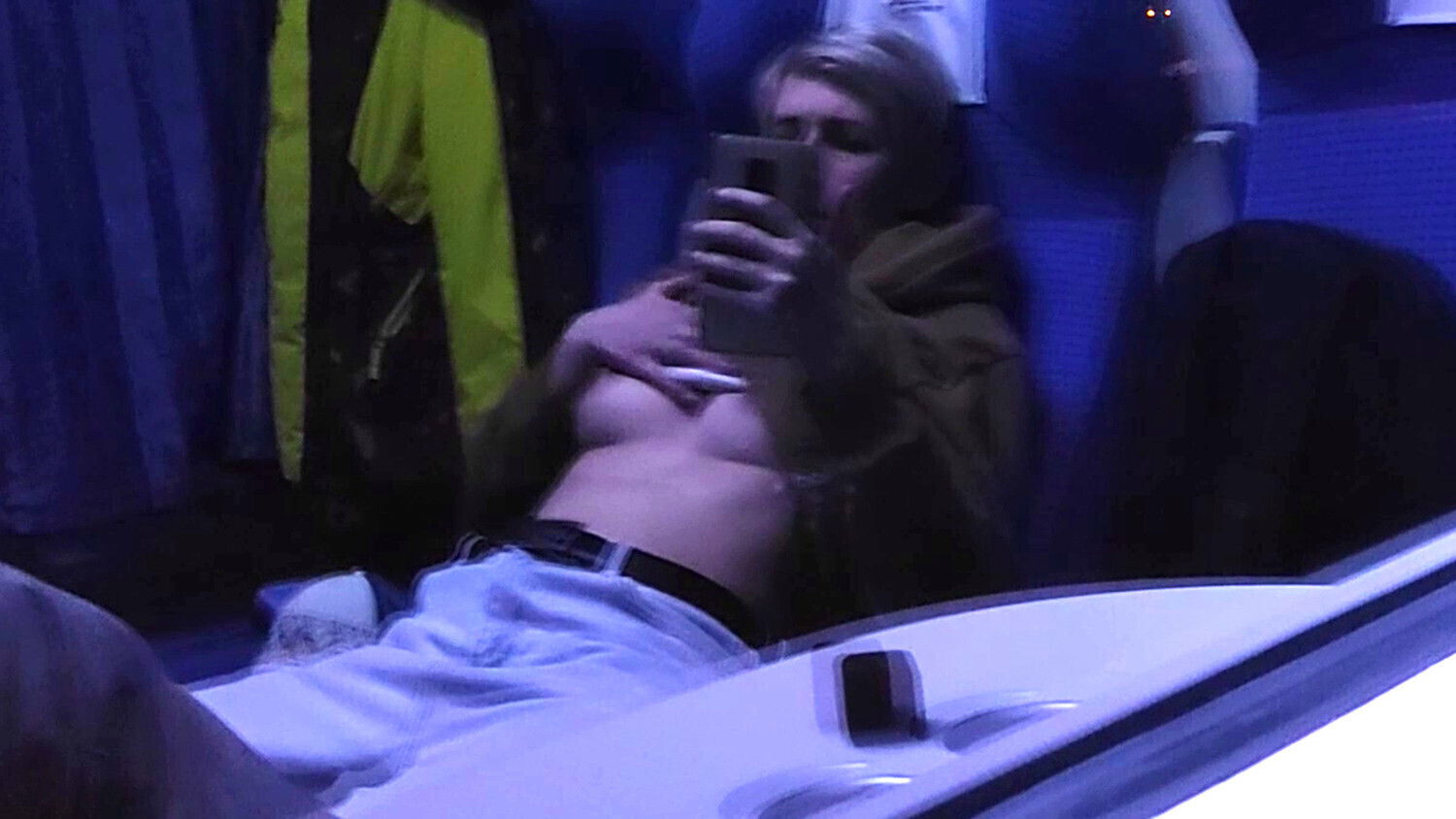 Masturbation public train. Orgasm!