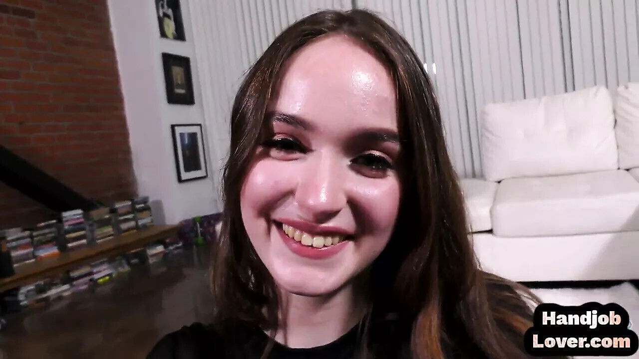 Handjob girlfriend rubbing clit before jerking