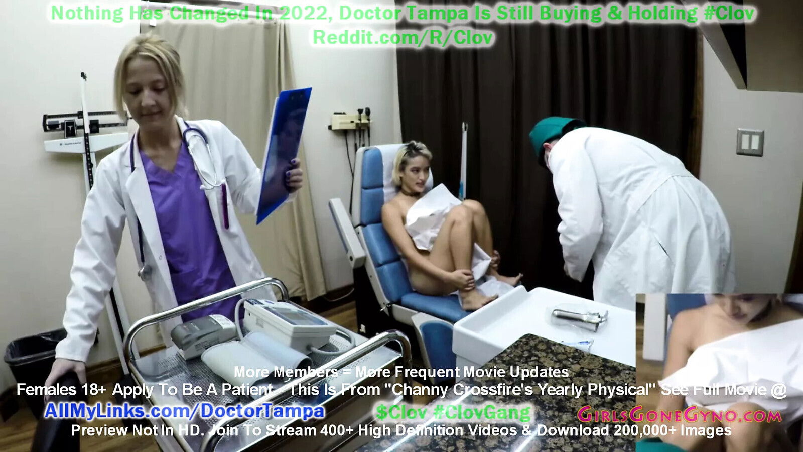 $CLOV Channy Crossfire Gets Gyno Exam From Nurse Stacy Shepard Doctor Tampa During Channy's Yearly Physical Examinatio