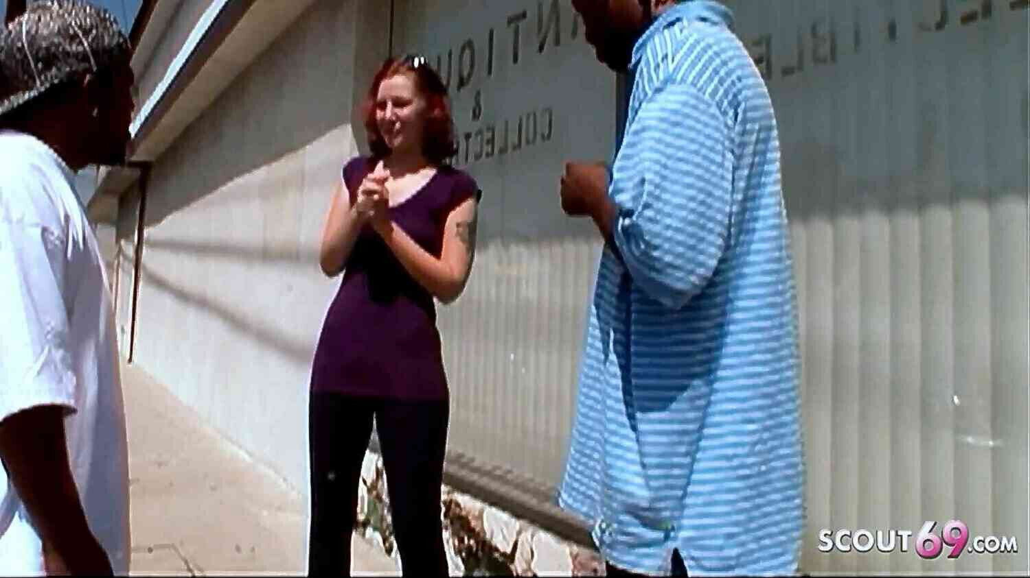 Redhead Nerd Teen Picked 3Some Fuck Huge Midget Friend