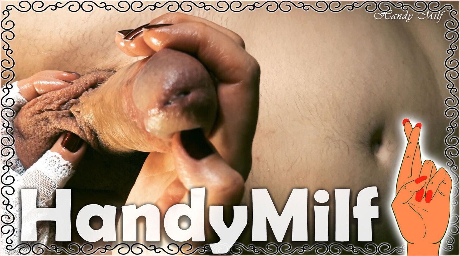 Close-up ball draining handjob