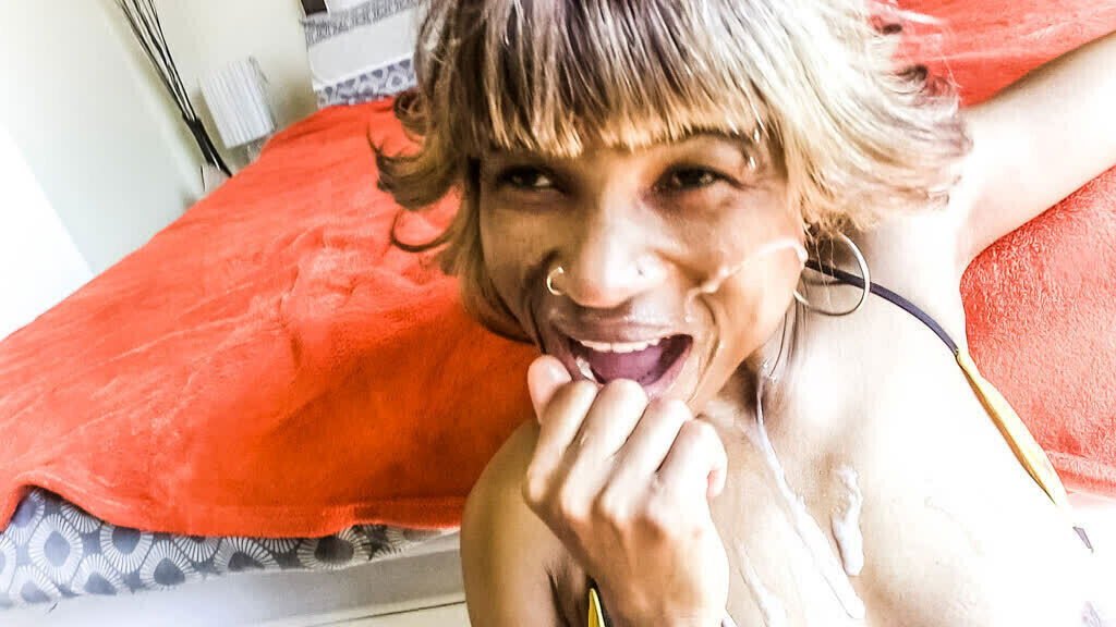 Amateur nubian gloats facial cumshot from euro sugar