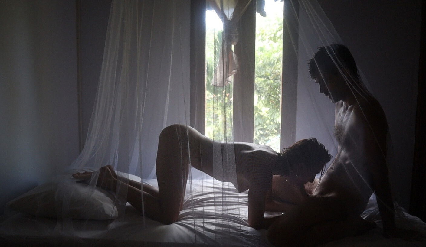 Inside mosquito net! Beautiful passionate video
