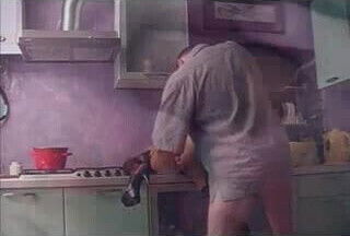 Sexy babe fisted and fucked in the kitchen