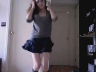 Amateur skinny brunette striptease