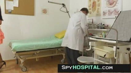 Real pelvic exam of petite female hidden cam footage