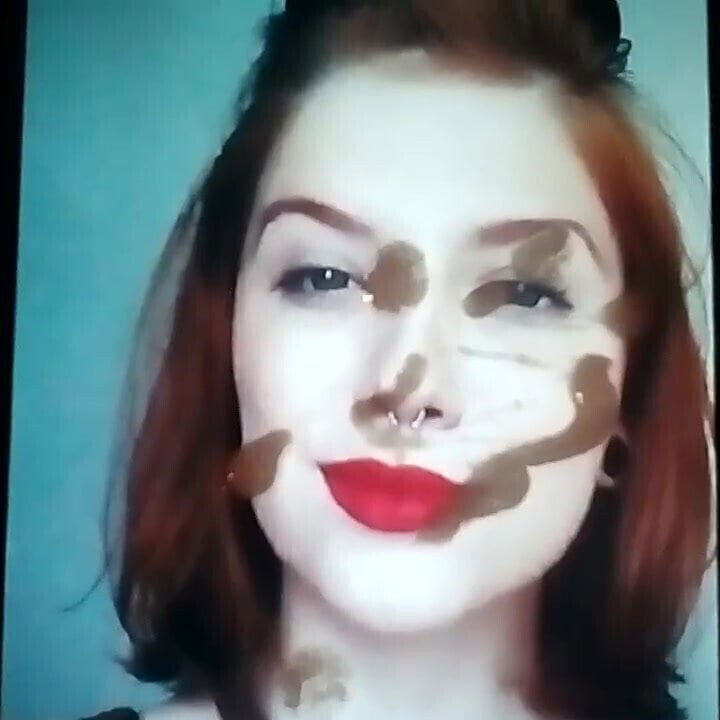 Her Cute Beautiful Sexy Hot Face covered with my Spicy Sauce