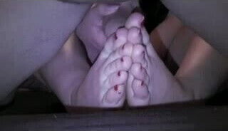 Adorable milf is a queen of footjob