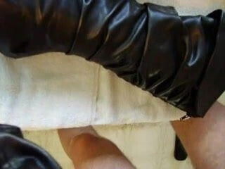 Fuck and cum on high heel knee high slouch boots