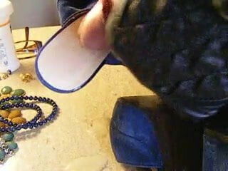 Blue sandals cummed.