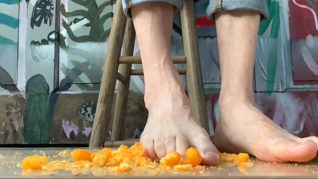 Crushing cheetos with feet