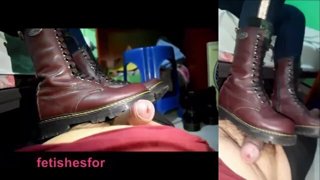 crush handjob until Mistress large martens boots